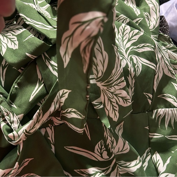Truly 4 You Women's S Green Palm Leaf Print Midi Dress Summer Casual - Picture 11 of 11